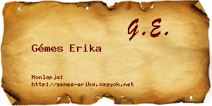 Gémes Erika névjegykártya